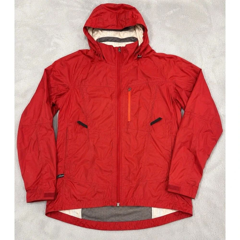 The North Face HyVent Technical Rain Shell Jacket Men's Large Red Hooded YKK